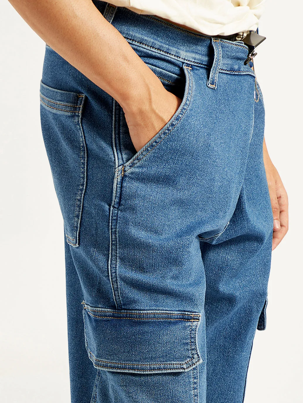 Men's 568 Loose Fit Blue Cargo Jeans