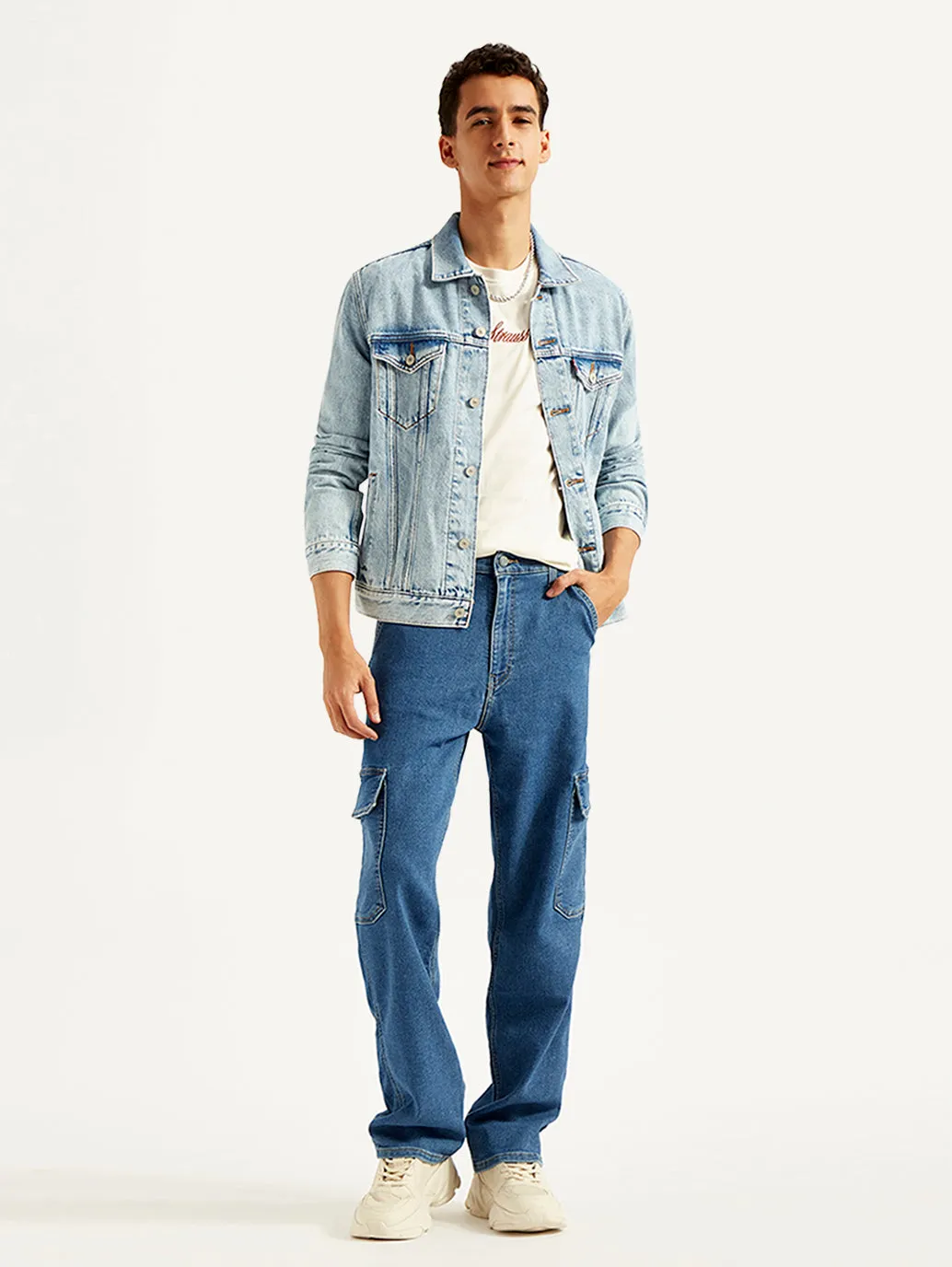 Men's 568 Loose Fit Blue Cargo Jeans