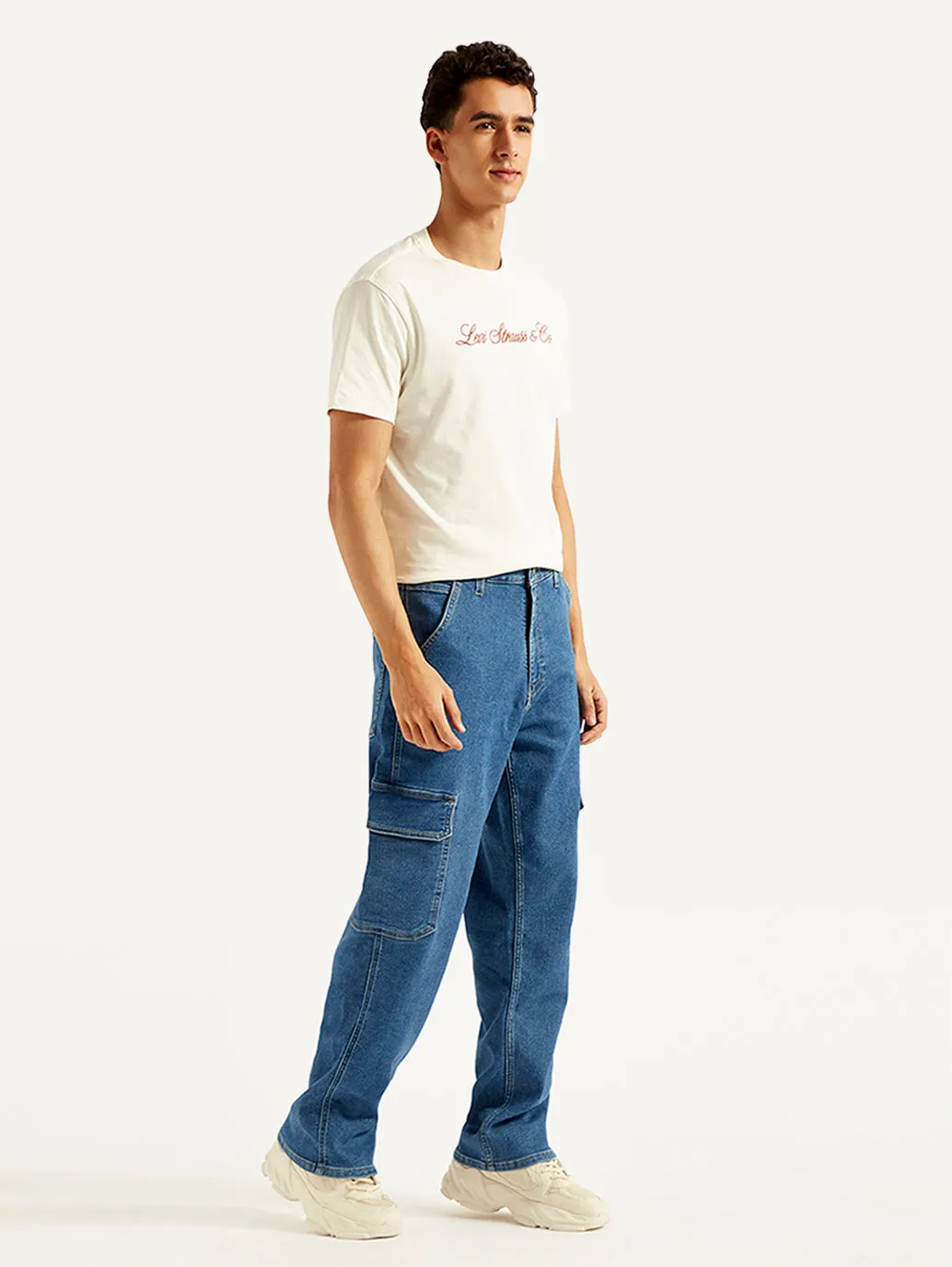 Men's 568 Loose Fit Blue Cargo Jeans