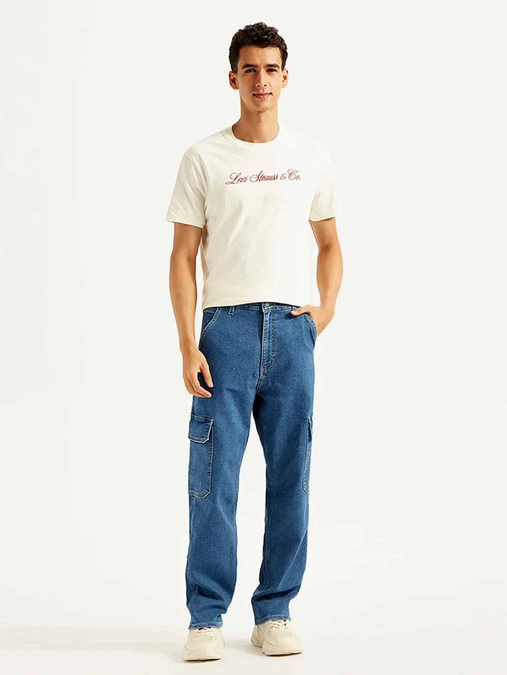 Men's 568 Loose Fit Blue Cargo Jeans