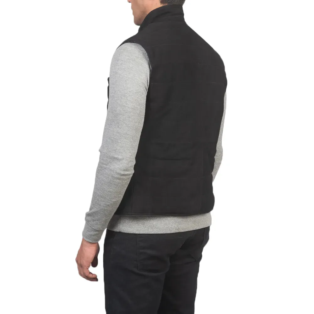 Mens Black Suede Leather Vest