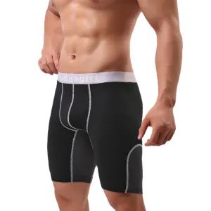 Mens Breathable Mesh Splice Elastic U Convex Pouch Fitness Lengthen Sport Boxer Underwear