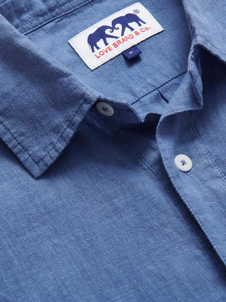 Men's Deep Blue Hoffman Linen Shirt