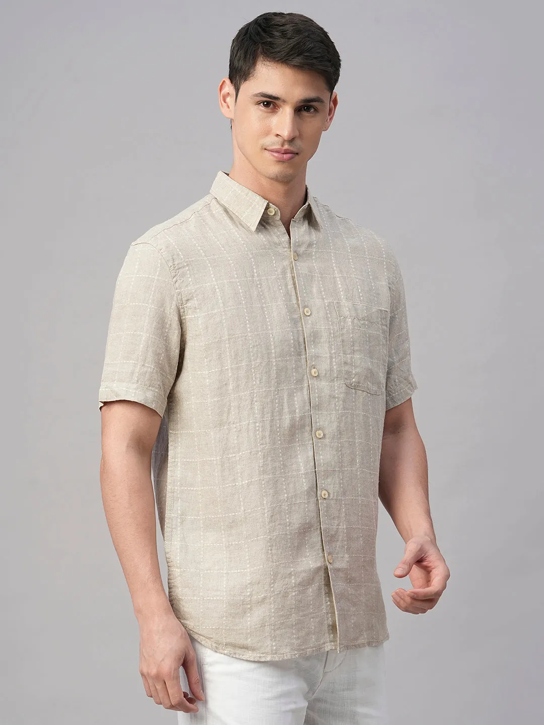 Men's Natural 100% Linen Regular Fit Shirt
