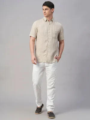 Men's Natural 100% Linen Regular Fit Shirt