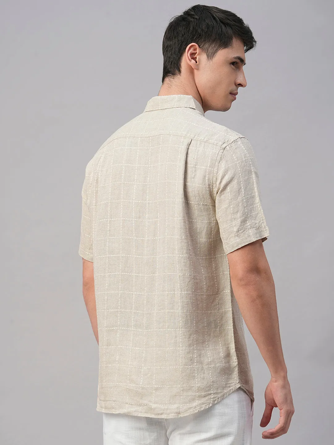 Men's Natural 100% Linen Regular Fit Shirt