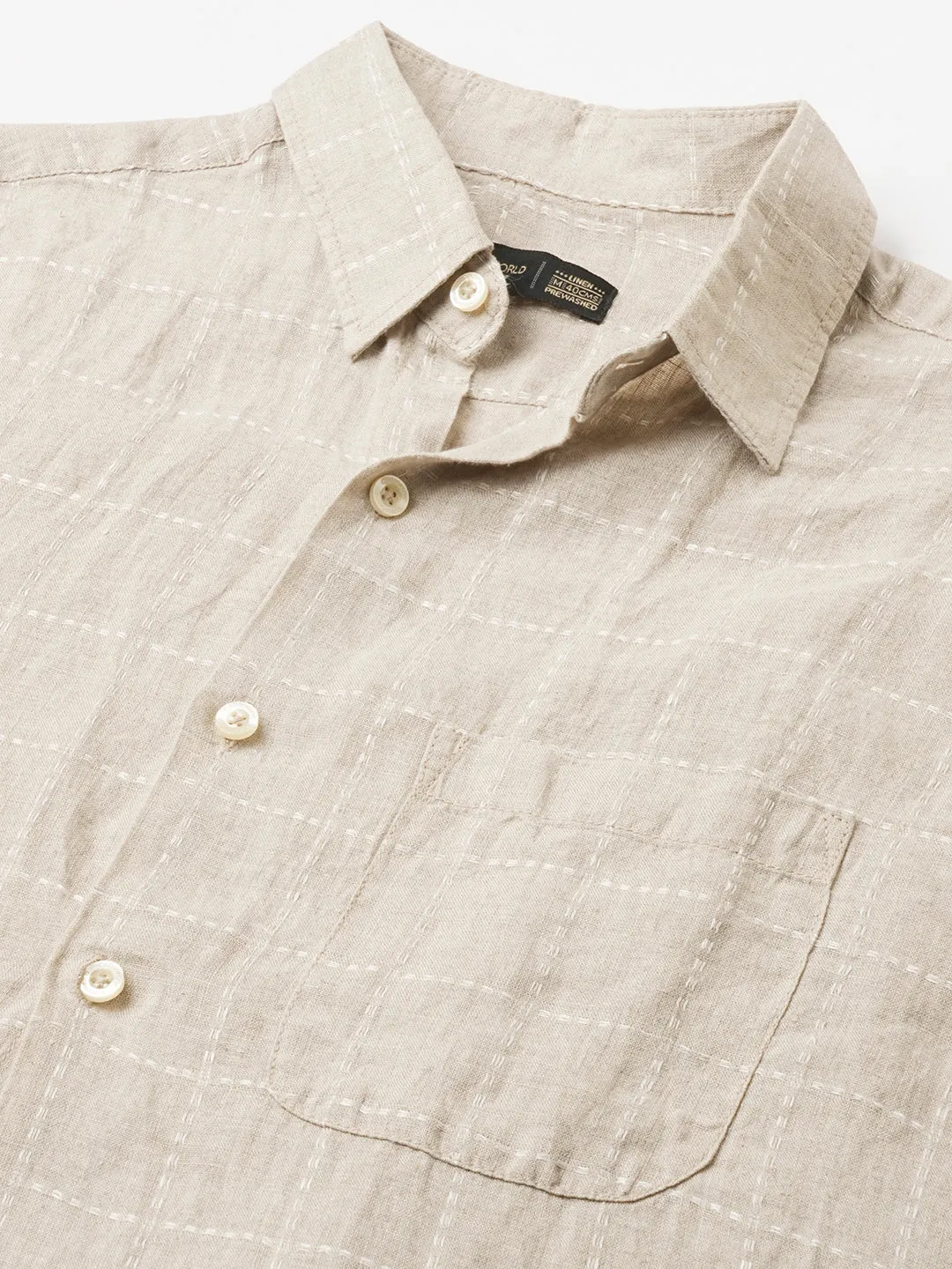 Men's Natural 100% Linen Regular Fit Shirt
