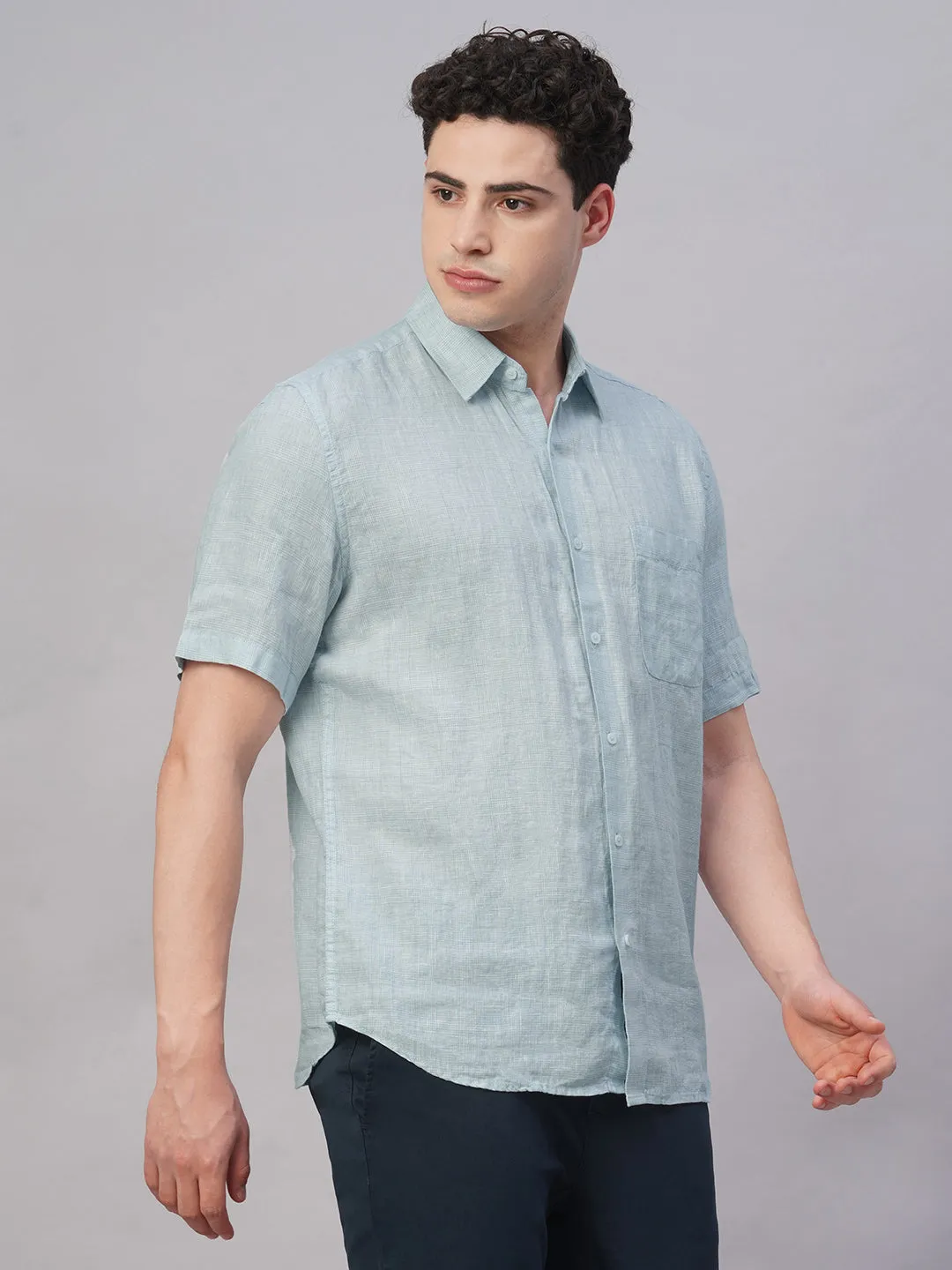 Men's Sky 100% Linen Regular Fit Shirt