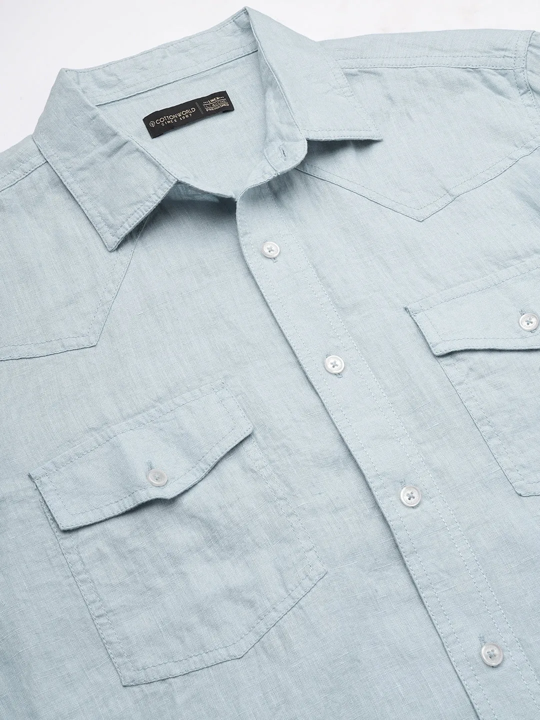 Men's Sky 100% Linen Regular Fit Shirt