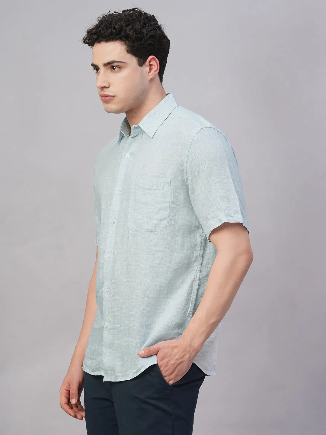 Men's Sky 100% Linen Regular Fit Shirt