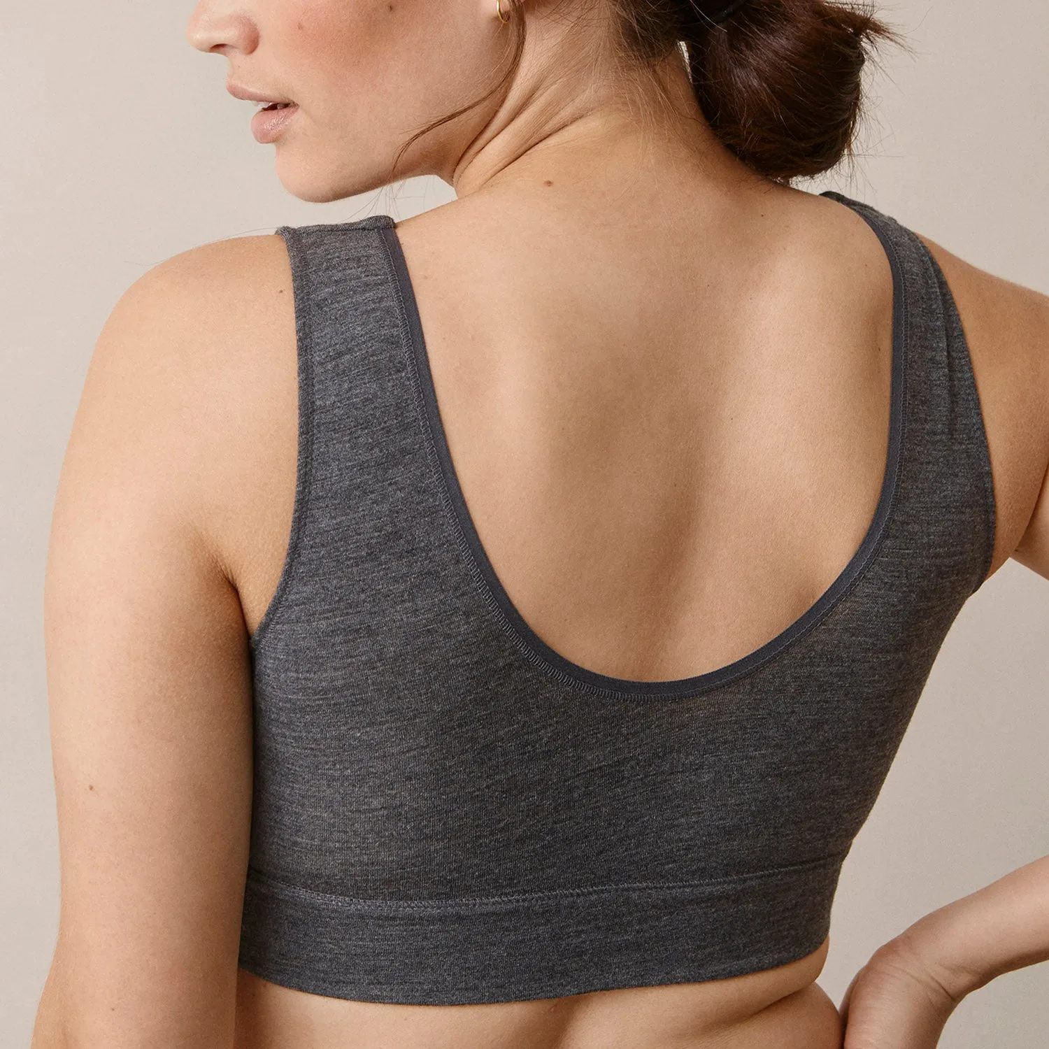 Merino Wool Maternity Go-To Bra - Dark Grey Melange