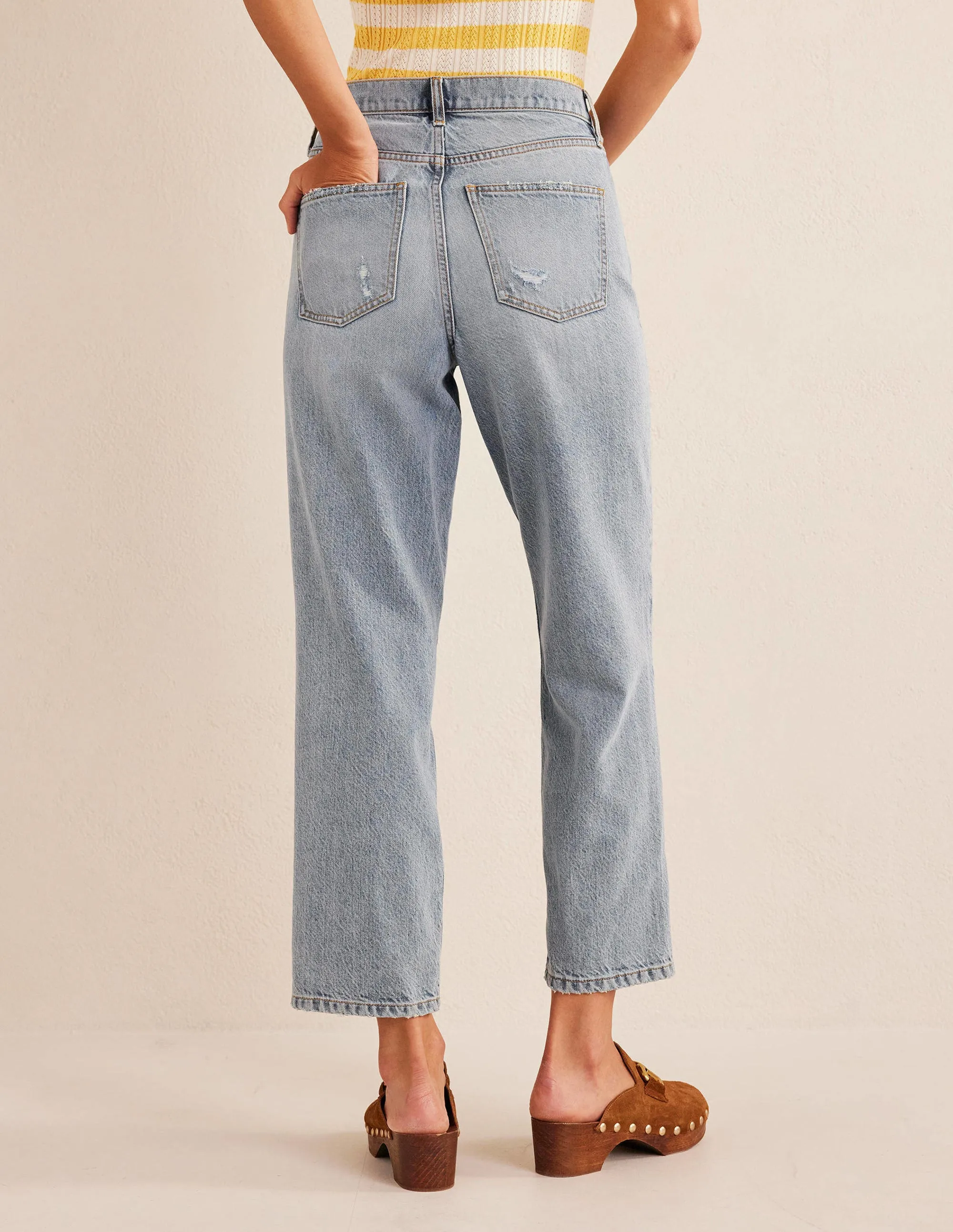 Mid Rise Loose Jeans-Mid Wash