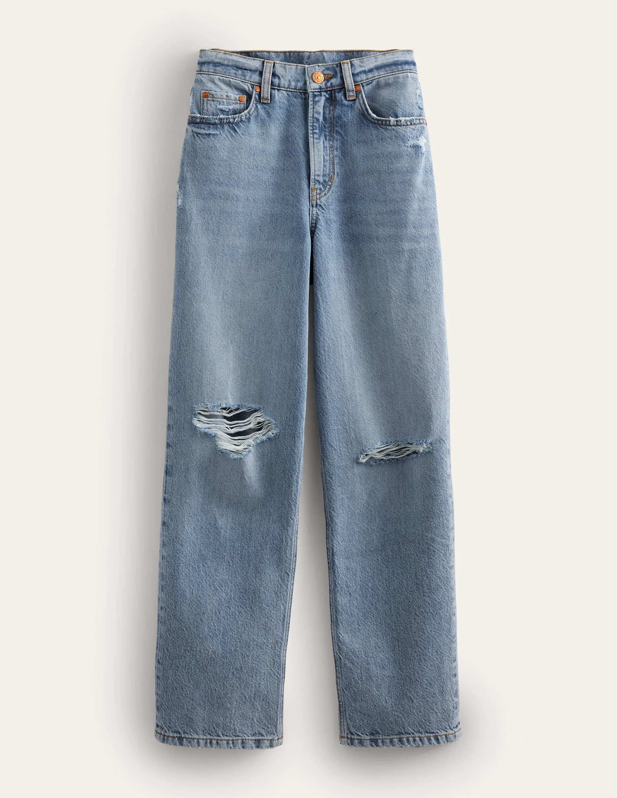 Mid Rise Loose Jeans-Mid Wash