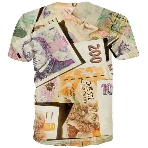 Money T shirts Men Czech Republic Tshirt Anime Character Shirt Print Harajuku T-shirts Graphic Abstract Tshirts Novelty