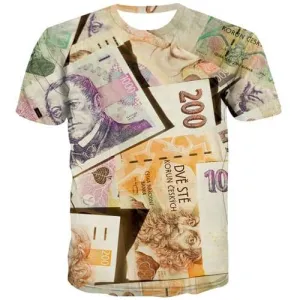 Money T shirts Men Czech Republic Tshirt Anime Character Shirt Print Harajuku T-shirts Graphic Abstract Tshirts Novelty