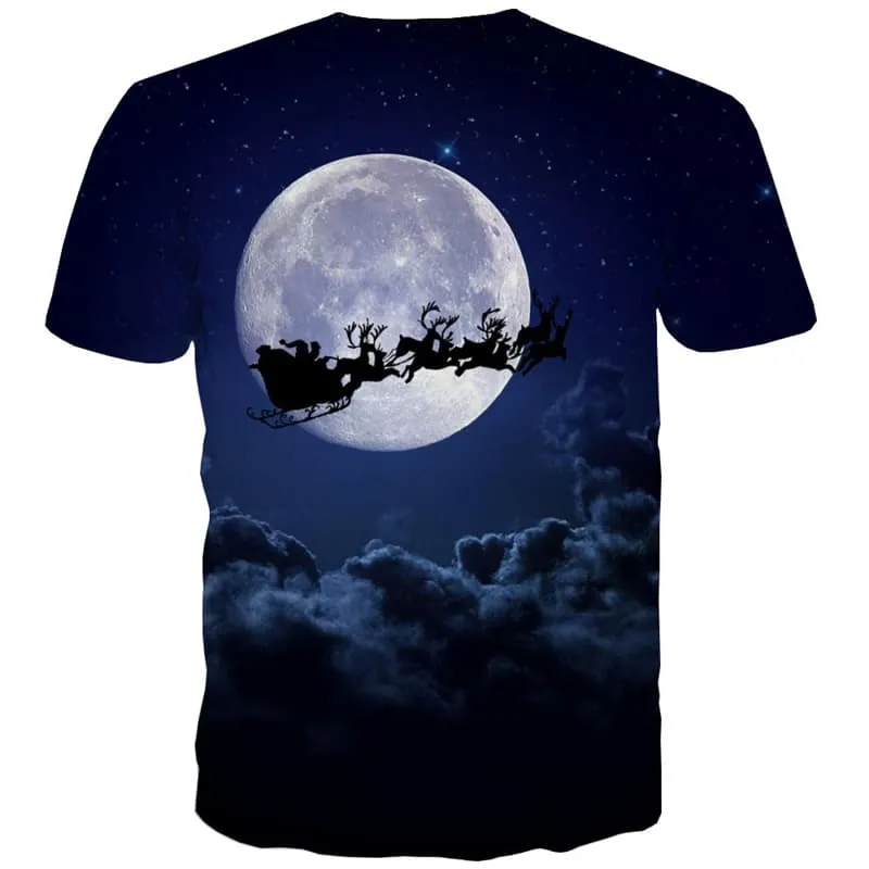 Moon T shirts Men Deer Tshirt Anime Christmas Tshirt Printed Party Shirt Print Cloud T-shirts 3d