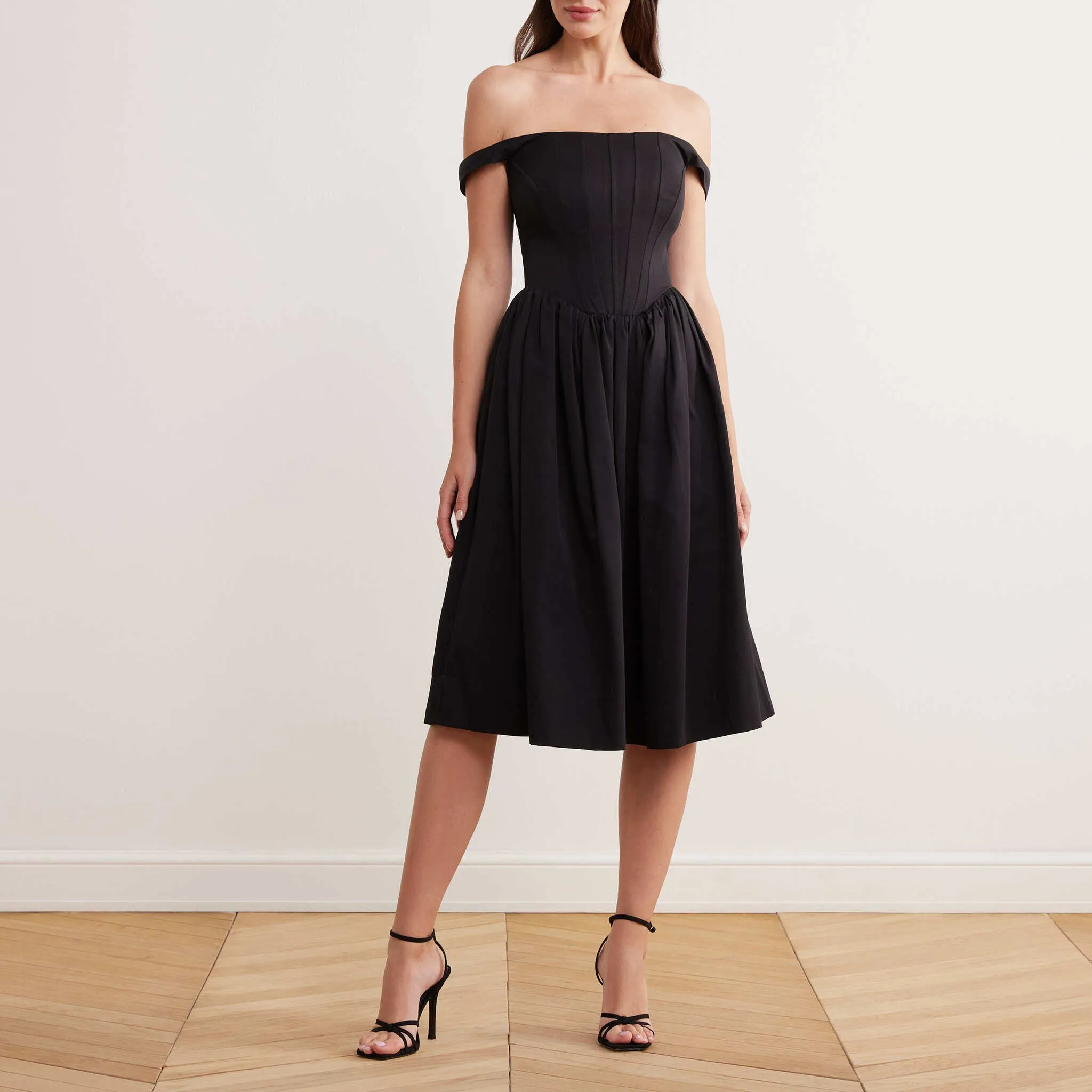 Off Shoulder Corset Midi Dress