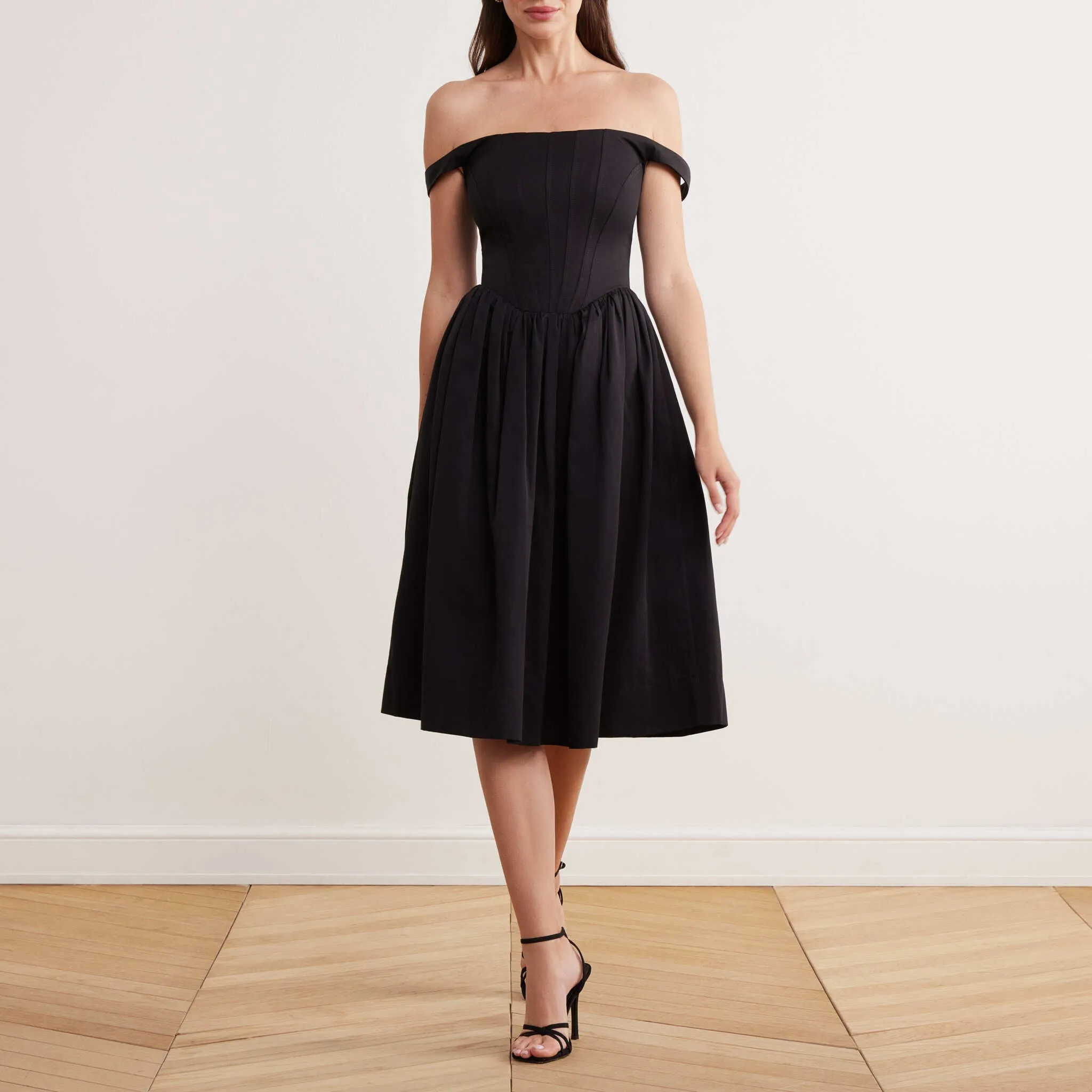 Off Shoulder Corset Midi Dress