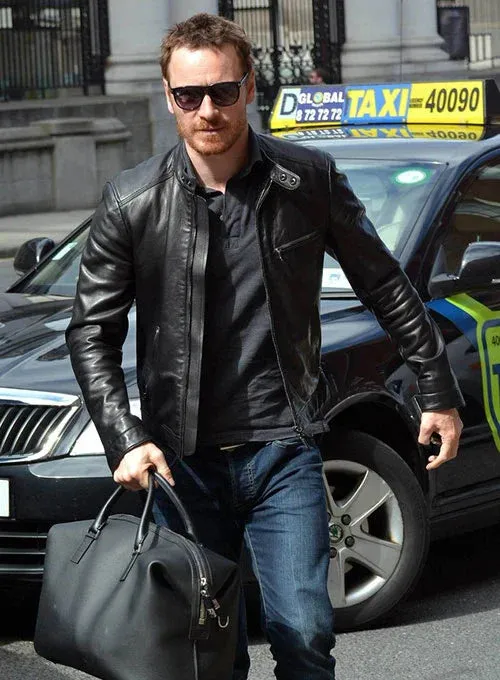 Premium Black Leather Jacket Worn By Michael Fassbender | Michael Fassbender Premium Black Leather Jacket
