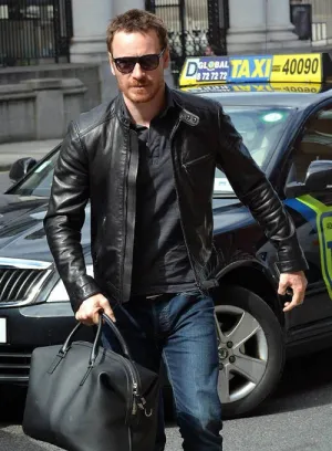 Premium Black Leather Jacket Worn By Michael Fassbender | Michael Fassbender Premium Black Leather Jacket