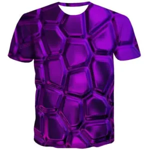 Psychedelic T-shirt Men Geometric T-shirts 3d Purple Tshirts Casual Abstract T shirts Funny Gothic Tshirt Printed Short Sleeve