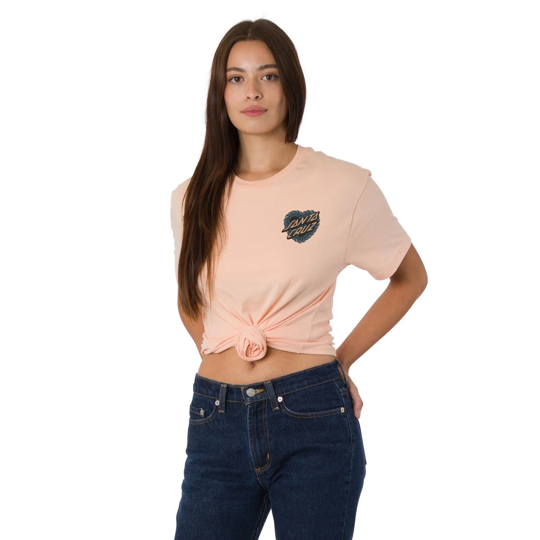 SANTA CRUZ Women's Heart Wreath Relaxed Tee Peachy