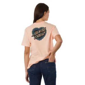 SANTA CRUZ Women's Heart Wreath Relaxed Tee Peachy