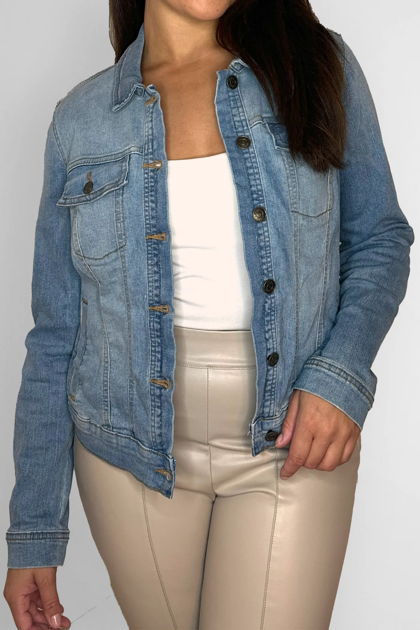 Stretchy Faded Classic Denim Jacket