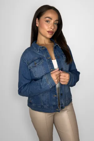 Stretchy Faded Classic Denim Jacket