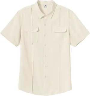 TBMPOY Mens Linen Button Down Shirts Short Sleeve Summer Beach Shirt Casual Hawaiian Dress Shirts for Men with Two Pockets