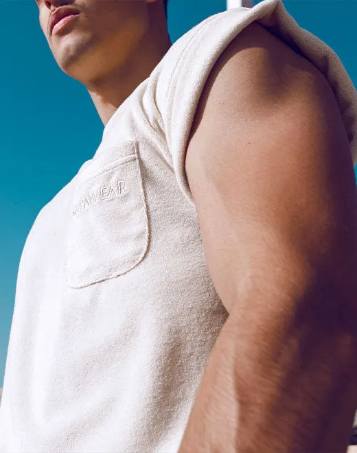 Terry Towelling Tank - Off White