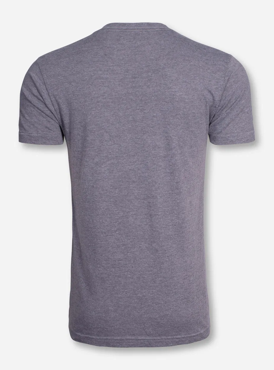 Texas Tech Block & Red Raiders Script on Heather Grey T-Shirt