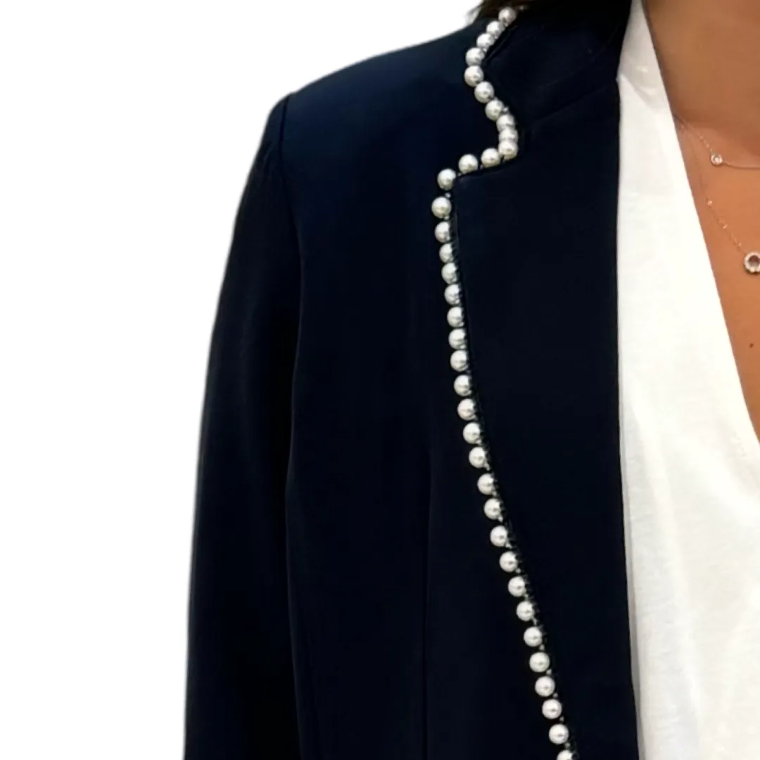 The Palmer Pearl Trimmed Blazer in Navy
