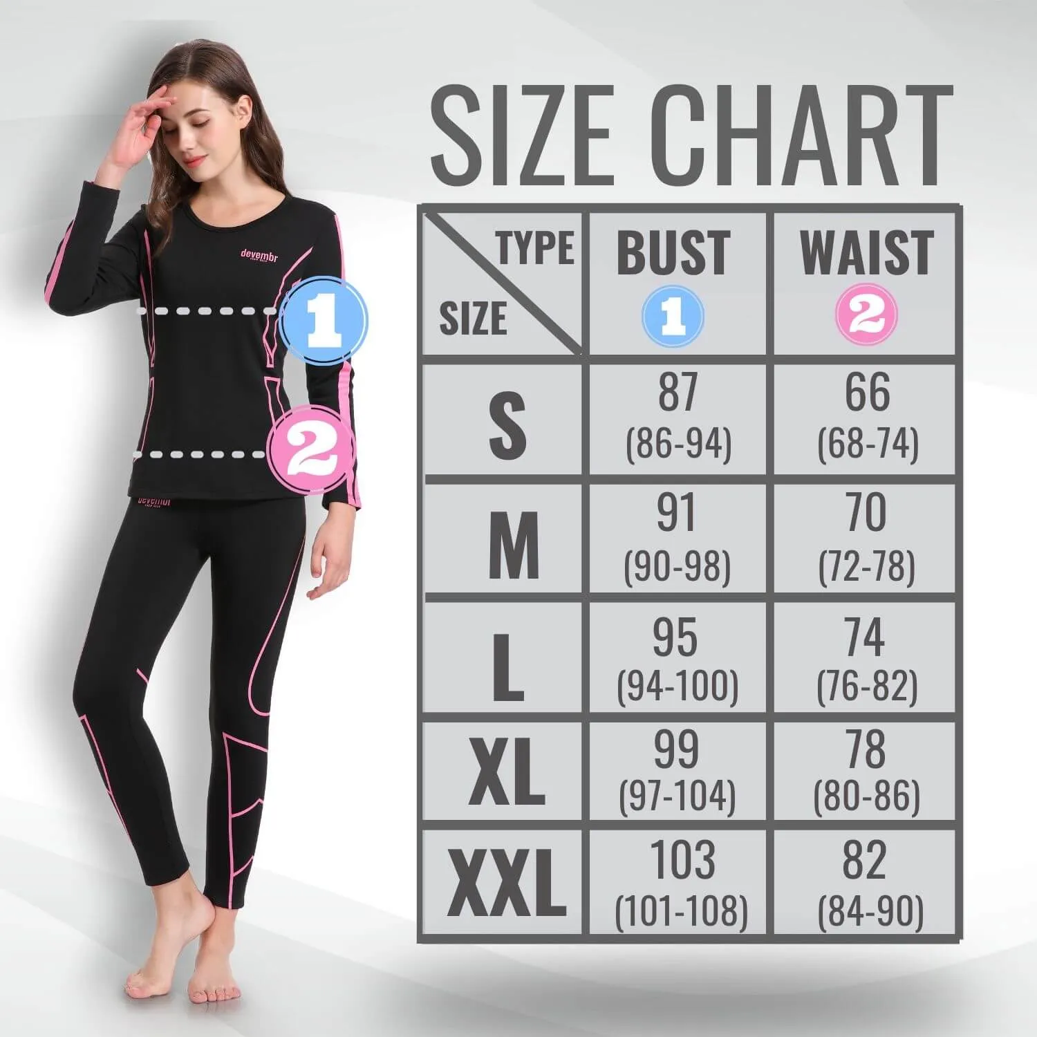 Thermal Underwear For Woman (Black & Pink)