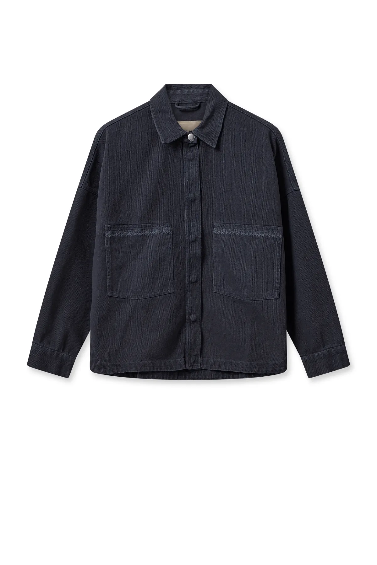 TIA EMBROIDERY COTTON SHIRT SALUTE NAVY