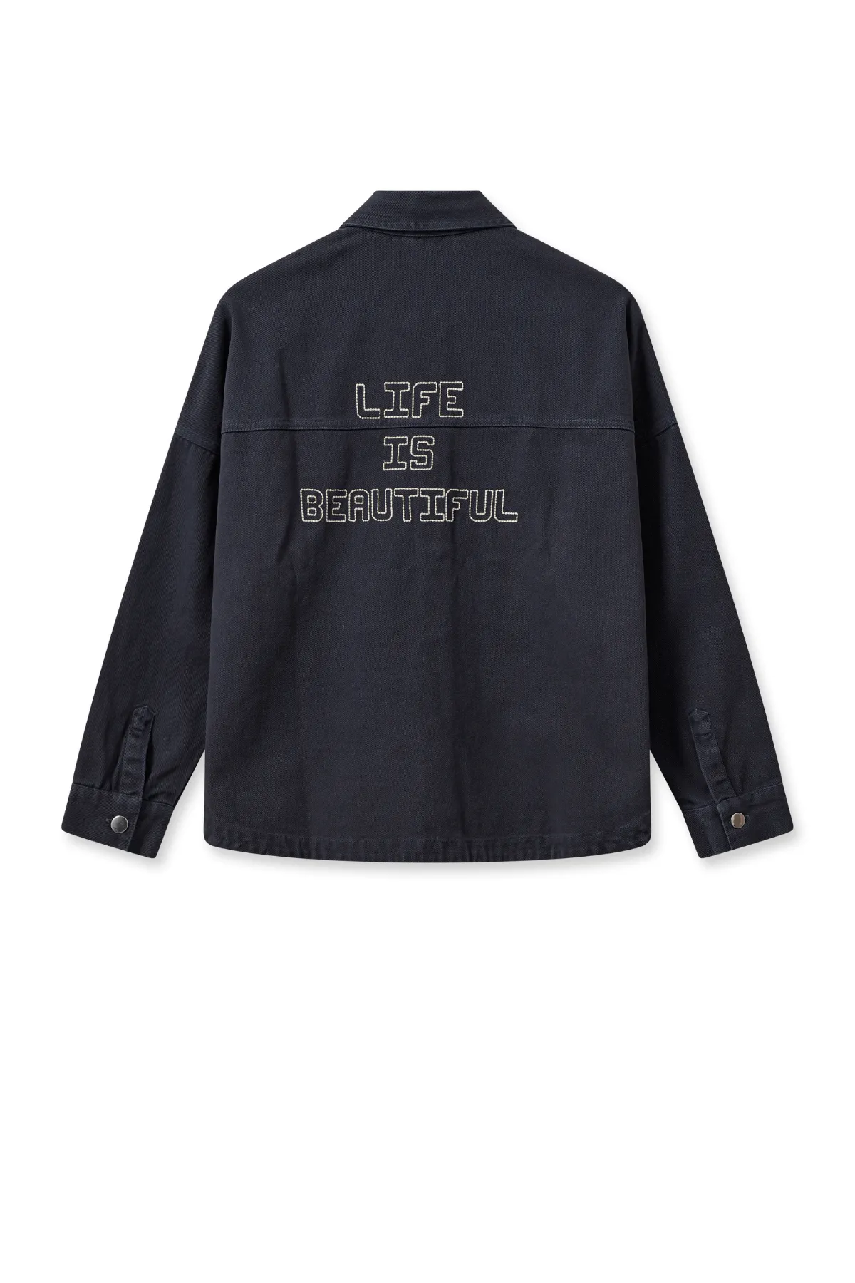 TIA EMBROIDERY COTTON SHIRT SALUTE NAVY