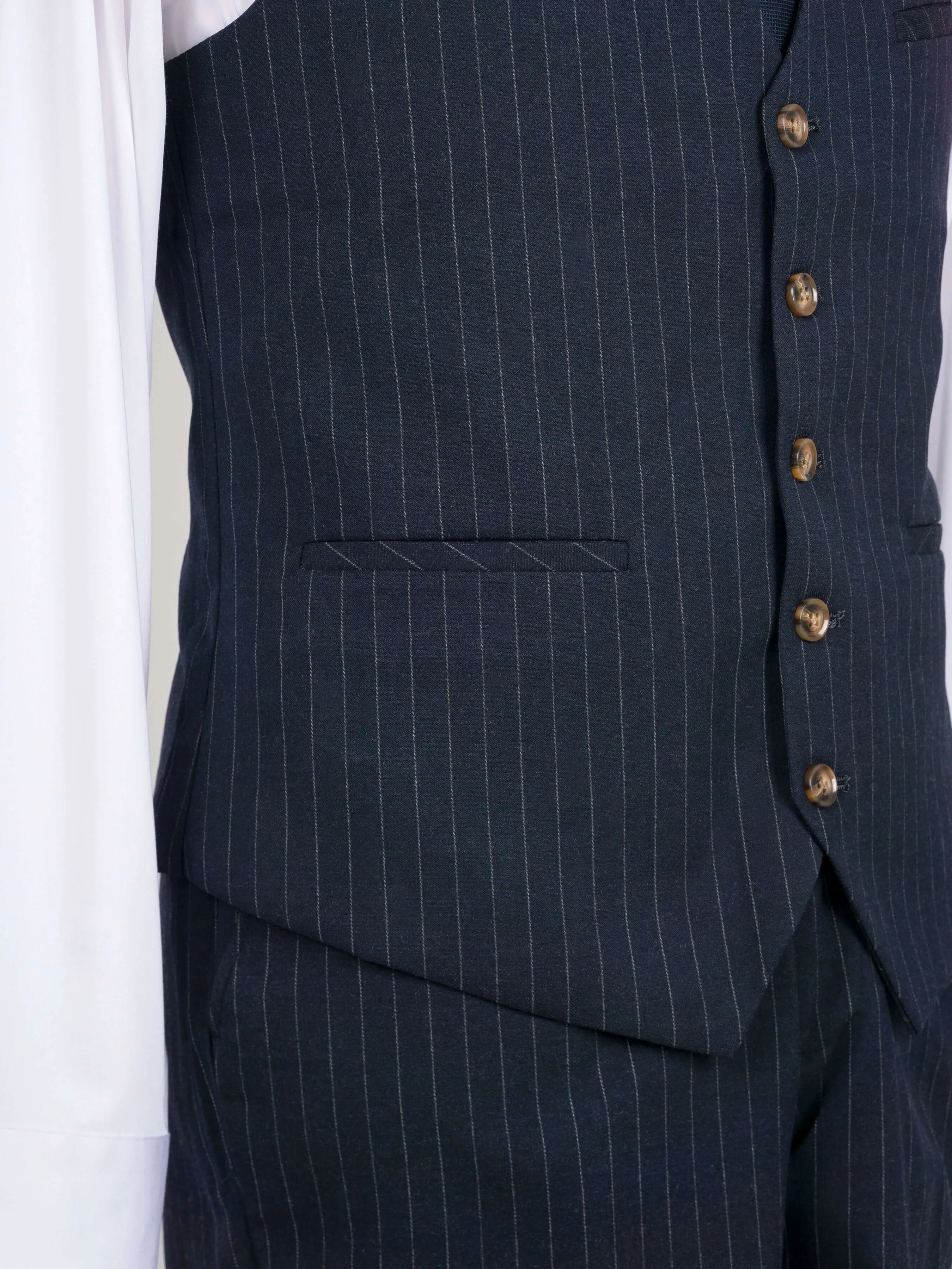 Vest - Navy Blue Pinstripes