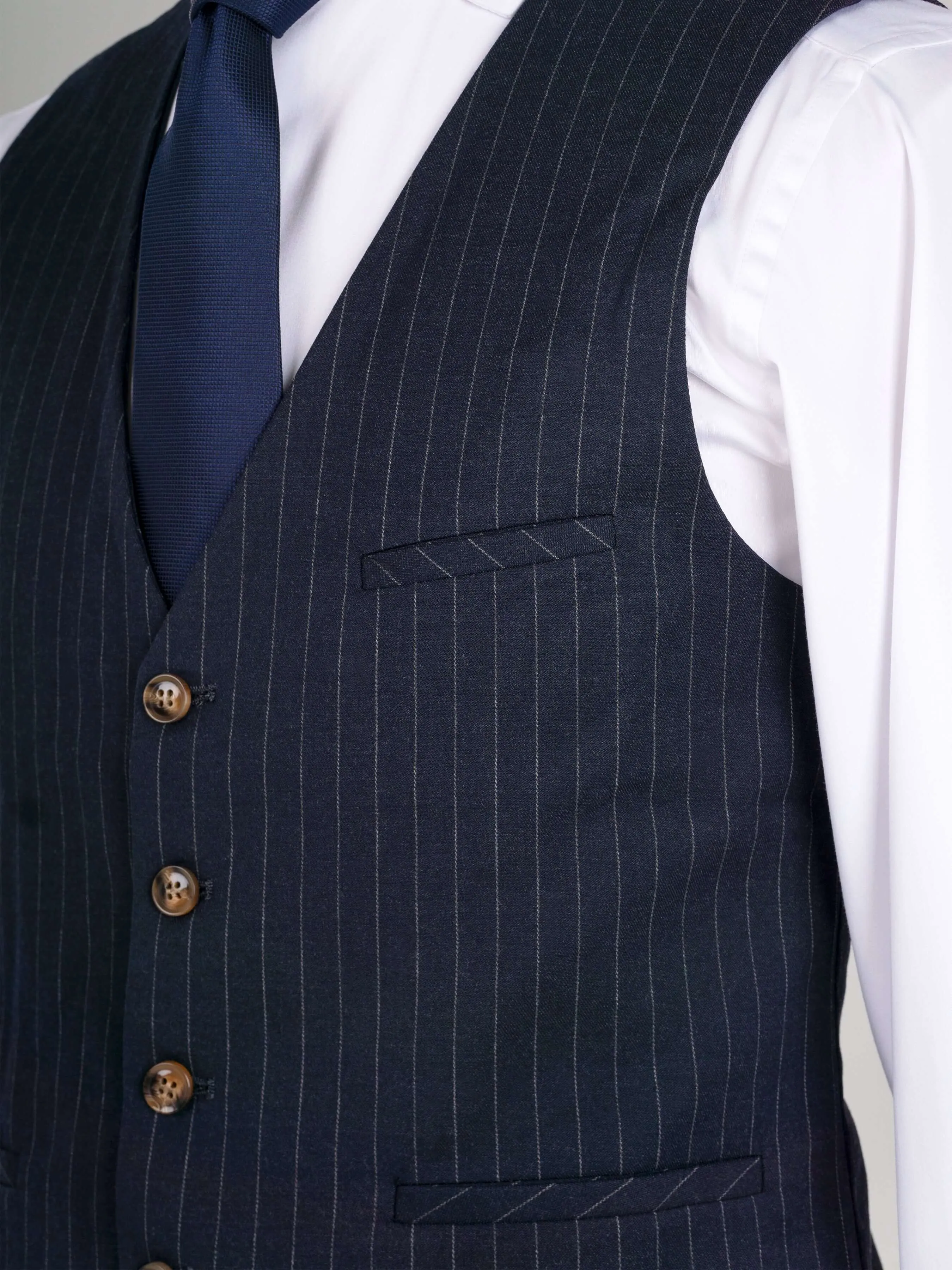 Vest - Navy Blue Pinstripes
