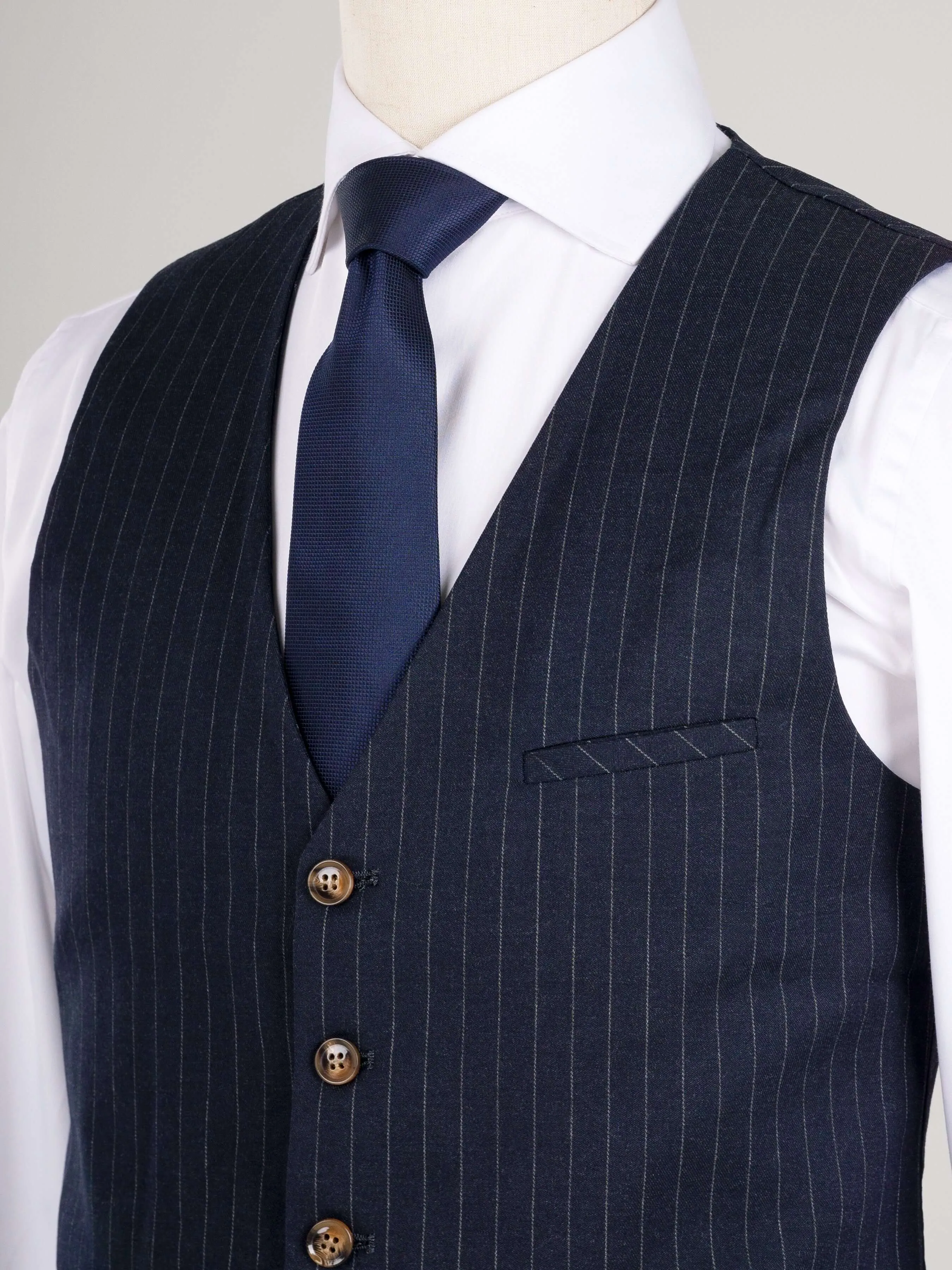 Vest - Navy Blue Pinstripes
