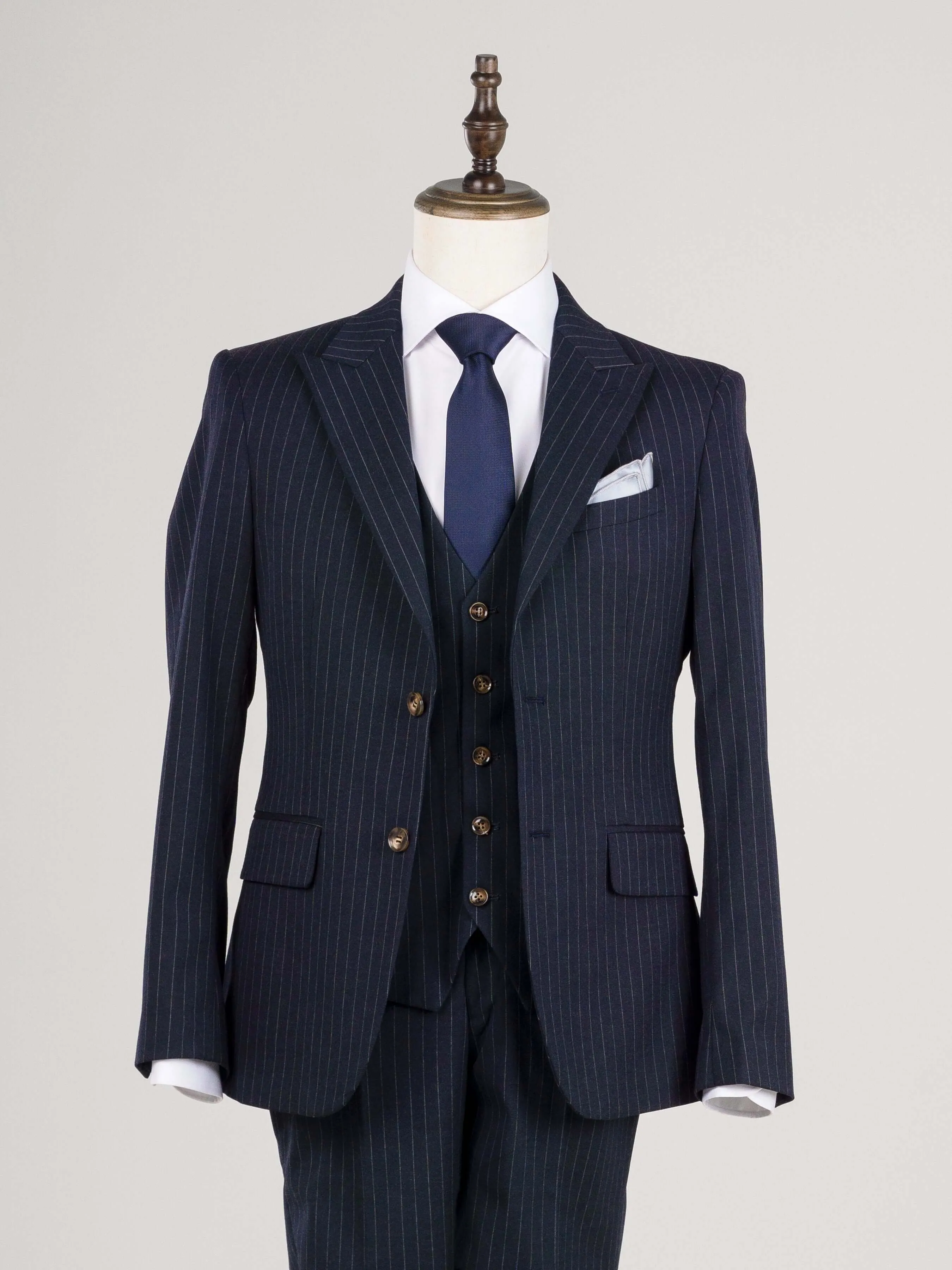 Vest - Navy Blue Pinstripes