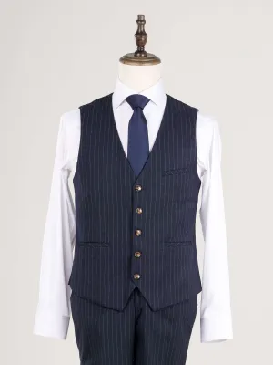 Vest - Navy Blue Pinstripes
