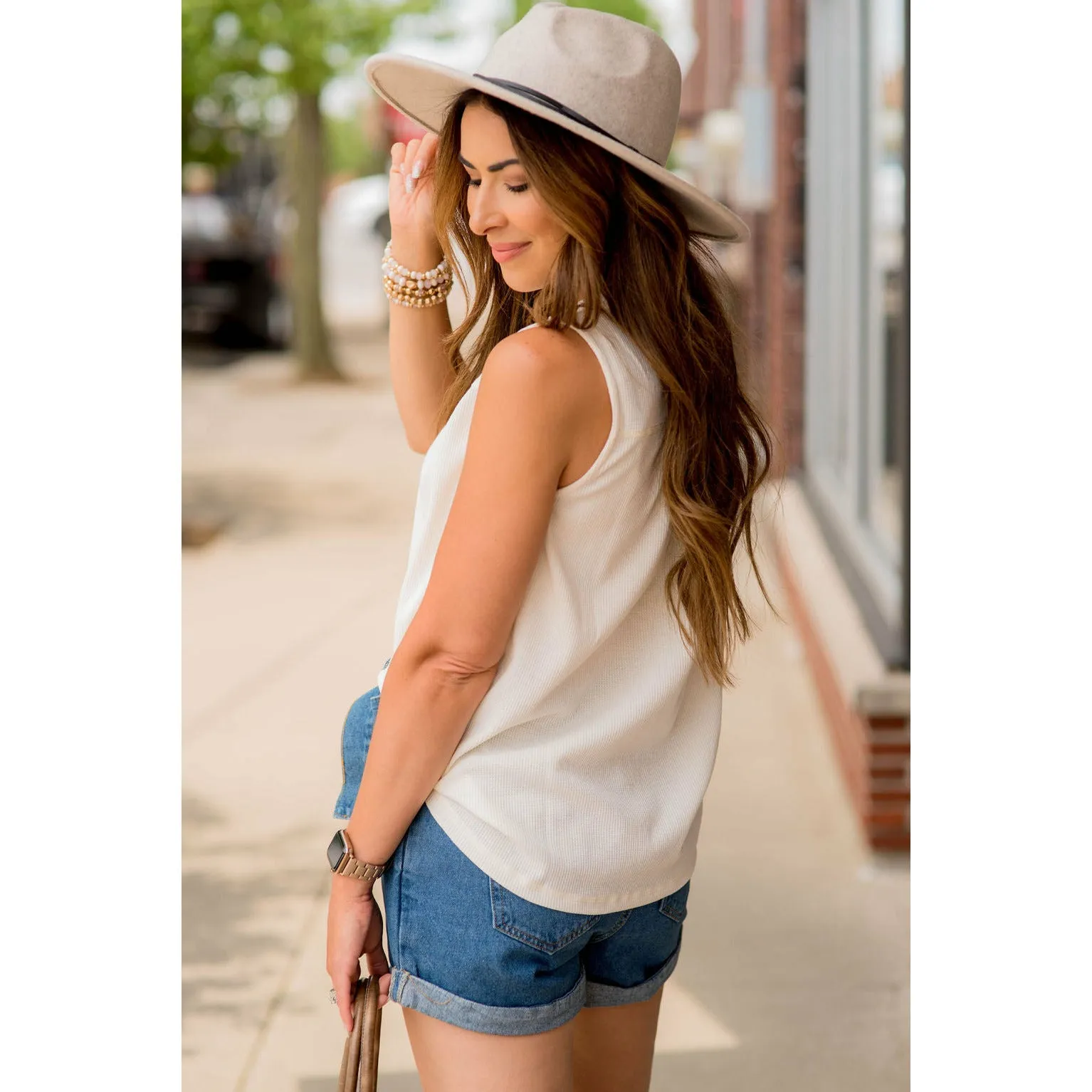 Waffle Henley Tank