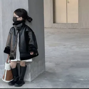 Wholesale PU Girls Plush Leather Jackets and Flying Jackets