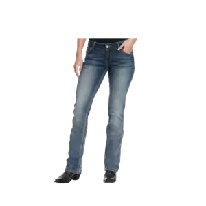 Wrangler Women's Retro Sadie Dark Wash Low Rise Boot Cut Stone Wash Jeans